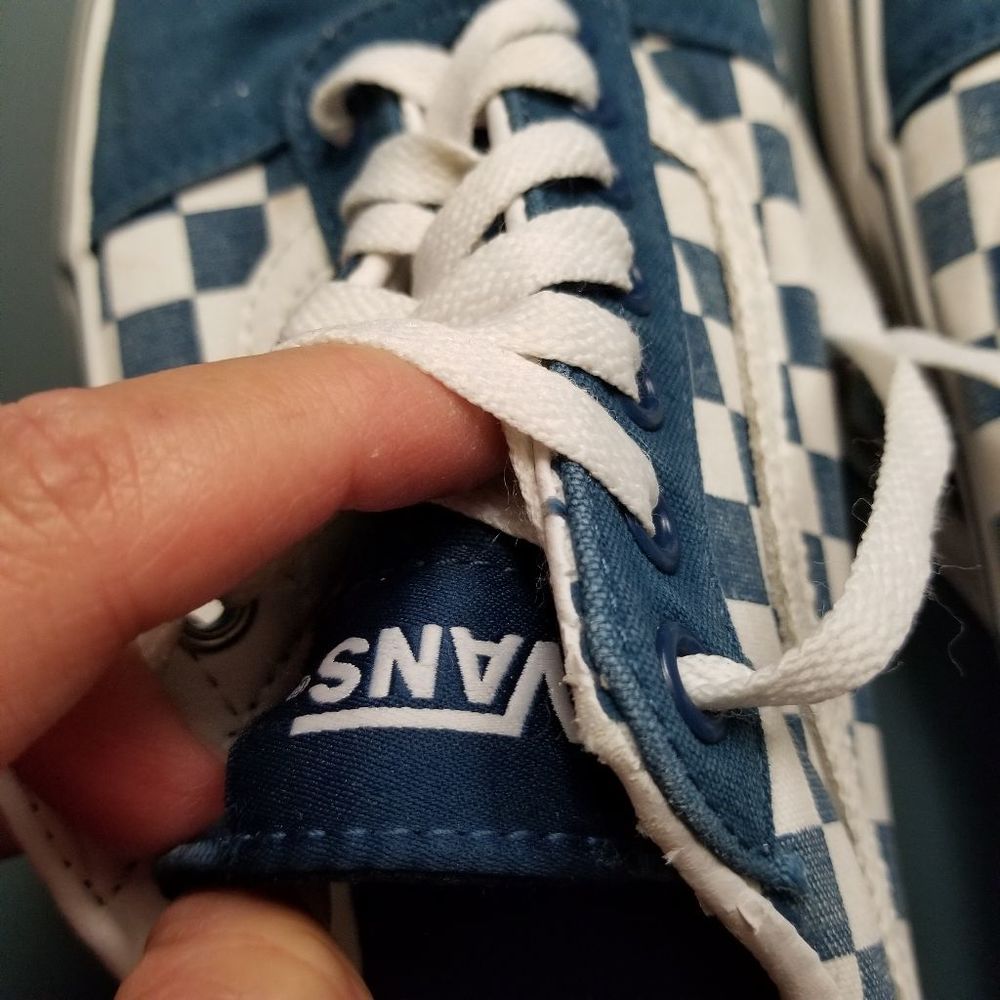 Vans Turquoise Blue Green Checkered Sneakers Shoes sz 10.5 - Picture 12 of 13